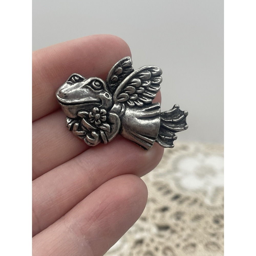RARE George Carruth Studios Brooch Pin Angel Frog